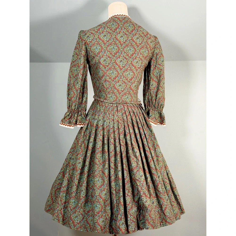 Vintage 1950s Dress Fall Soft Cotton 50s Day Dress Shirtwaist Pleated Prairie